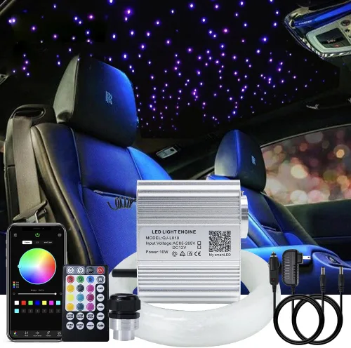 AKEPO - Kit de luz musical RGBW de 10 W, parpadeante, cable de fibra óptica, controlada a través de aplicación, para el hogar y el automóvil, 450