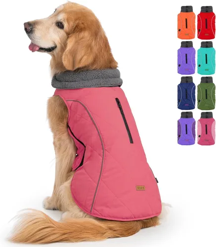 Miniatura 17 de EMUST Chamarras para perros, talla pequeña/mediana/grande, abrigo de invierno para perros grandes, azul oscuro, XL