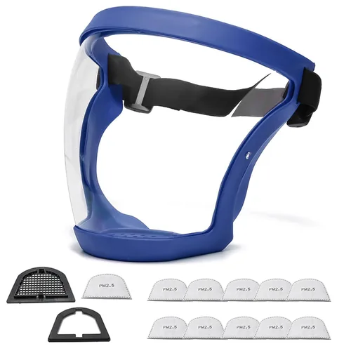 Miniatura 20 de Anti-niebla de cara completa Escudos activos Protección expresión visible transparente transpirable cómodo adultos reutilizable (negro, 5PCS)