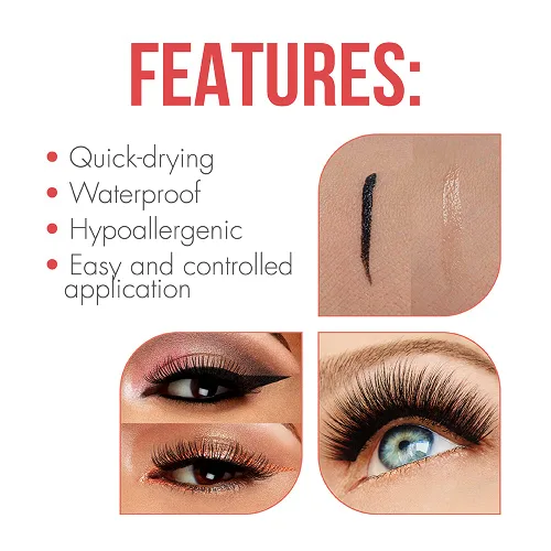 Miniatura 4 de DUO Pegamento de pestañas 2 en 1 transparente y oscuro con brocha, adhesivo de pestañas postizas de doble punta para pestañas de tira de larga