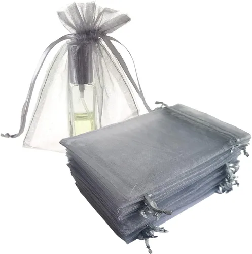 Miniatura 23 de 100 bolsas de organza con cordón de regalo para joyas, galletas, malla de tela transparente de 5 x 7 pulgadas, bolsa reciclable duradera para baby