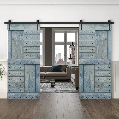 Miniatura 42 de TMS Serie N - Puerta corrediza interior de madera de pino anudada con kit de herrajes deslizantes (32 x 84 pulgadas, blanco)
