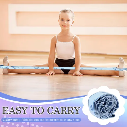 Miniatura 4 de Correa de estiramiento para niños, banda elástica de gimnasia para estiramiento de ballet y danza con 8 bucles, correa de resistencia ajustable