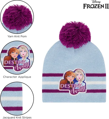 Miniatura 3 de Disney - Juego de gorro de invierno para niñas, bufanda y guantes para niños pequeños, 2-4 o Frozen Elsa & Anna, sombrero, bufandas y guantes