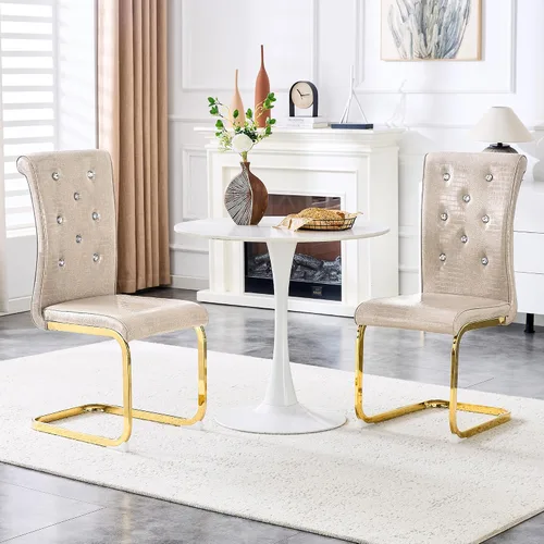 Miniatura 3 de gopop Juego de 2 sillas de comedor Juego de sillas de cocina modernas Cojín de piel sintética Patas de metal de alta resistencia Respaldo