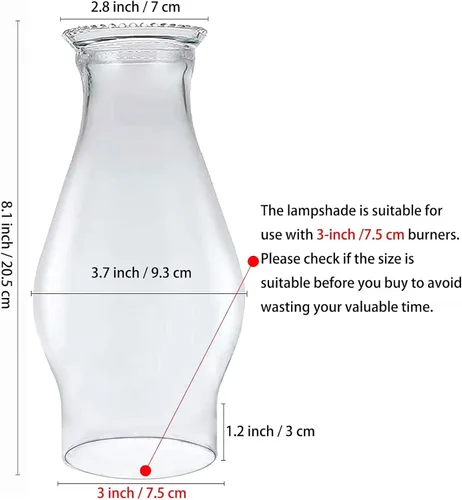 Miniatura 2 de Lámpara de aceite grande de 3.75 x 8.2 pulgadas de vidrio transparente de repuesto para chimenea