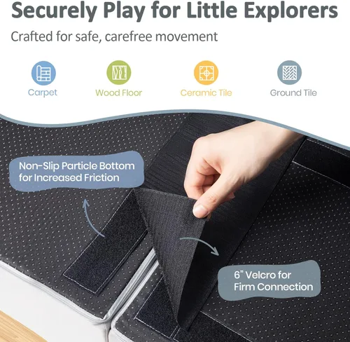 Miniatura 3 de Rinnebbit Bloques de escalada de espuma de 6 piezas para niños pequeños, juego de espuma suave para escalar y gatear, funda lavable a máquina