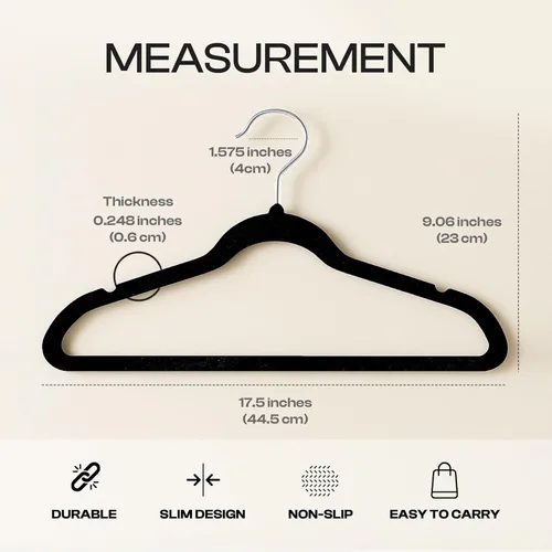 Miniatura 7 de Utopia Home Velvet Hanger - Paquete de 100 perchas delgadas antideslizantes de lujo para pantalones y abrigos, perchas fuertes que ahorran espacio