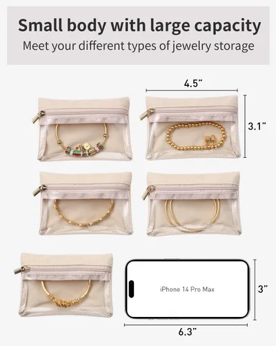 Miniatura 3 de Vlando Bolsas de joyería de viaje, almacenamiento de joyas, organizador de viaje para mujeres, 12 piezas
