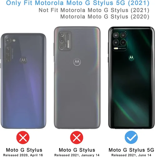 Miniatura 2 de HAII Funda para Moto G Stylus 5G 2021, de piel sintética, con tarjetero y soporte, cierre magnético, a prueba de golpes, para Motorola Moto G Stylus