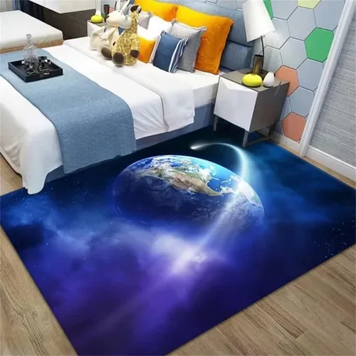 Miniatura 20 de Alfombra de espacio exterior para habitación de niños, 3 x 5 pies, alfombra Galaxy para dormitorio de niños, suave, antideslizante, sistema solar