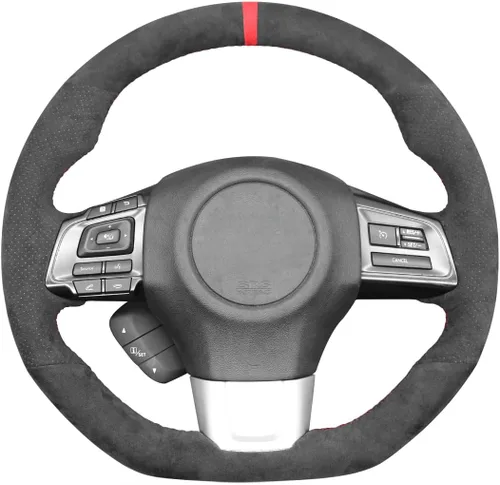 Miniatura 31 de MEWANT Funda de volante de automóvil transpirable cosida a mano para Subaru WRX 2015-2021 / WRX STI 2015-2021, accesorios para volante Subaru WRX