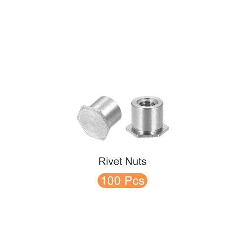 Miniatura 5 de METALLIXITY Tuercas autoadhesivas (M3), 100 unidades, cabeza hexagonal de acero al carbono, tuercas de inserción roscadas, para sujetadores