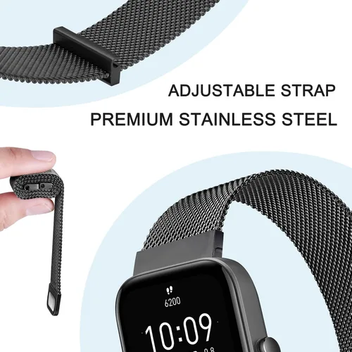 Miniatura 3 de Amzpas Bandas de metal para Amazfit Bip U Pro/Bip U/Bip 3 Pro/Bip 3/Bip S / Bip S Lite/Bip Lite, correa de repuesto ajustable de acero inoxidable