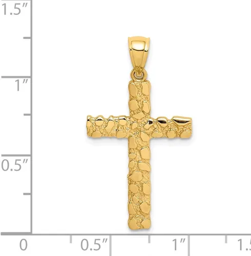 Miniatura 4 de Colgante de cruz de pepita de oro amarillo macizo de 14 k, Metal