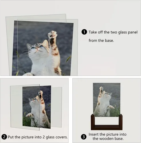 Miniatura 3 de RLAVBL - Juego de 2 portarretratos de 5 x 7 pulgadas, marcos de fotos rústicos de vidrio con base para exhibición de mesa