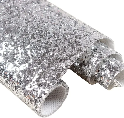Papel tapiz plateado con purpurina gruesa para despegar y pegar, papel de contacto decorativo extraíble de 17.3 x 195 pulgadas