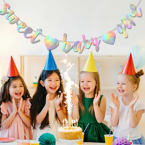 Miniatura 5 de BEISHIDA Cartel de bebé con purpurina, sin bricolaje, cartel pre-encordado para fiesta de género de bebé para niñas, decoraciones de ducha de niñas