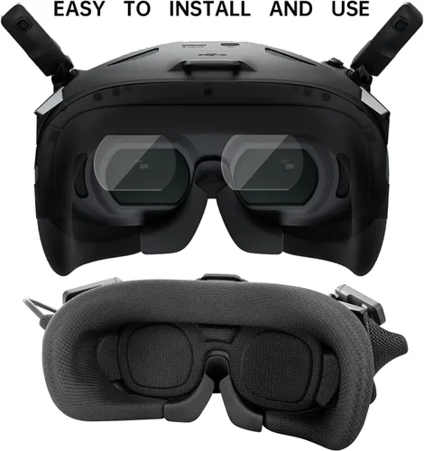 Miniatura 3 de Combo de acolchado de espuma y película de vidrio templado para DJI Goggles N3 – Almohadilla ocular a prueba de polvo y protector de pantalla HD