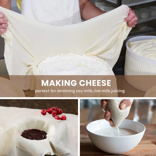 Miniatura 6 de Paño de queso precortado, 15 x 15 pulgadas, paquete de 4, grado 100, paño de queso ultra fino para colar y cocinar, paño de muselina de algodón 100%