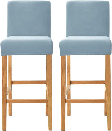 Fundas de terciopelo para sillas de pub, extraíbles y elásticas para taburete de mostrador (2, azul bebé)