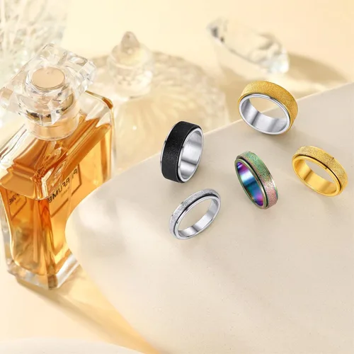 Miniatura 5 de Supcare Anillos antiestrés para mujer de 4/6/0.315 in para la ansiedad, anillo de pulgar con chorro de arena, regalo para mujeres, talla 7-14
