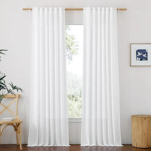 Miniatura 40 de NICETOWN Cortinas de lino grueso para dormitorio, privacidad añadida, bolsillo para barra y pestaña trasera, no se transparentan, mezcla de lino