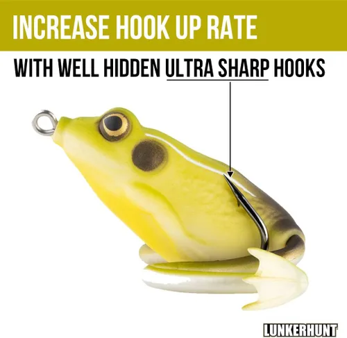 Miniatura 4 de Lunkerhunt - Señuelo de Pesca Rana Lunker Señuelo de Rana Topwater Realista Galardonado para Pesca de Lubina, Trucha y Lucio Carnada para Peces