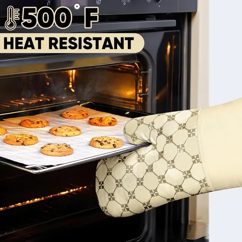 Miniatura 4 de Juego de 12 manoplas de cocina con soportes para ollas, juego de 12 paños de cocina, guantes de horno, almohadillas resistentes al calor a 500 Beige