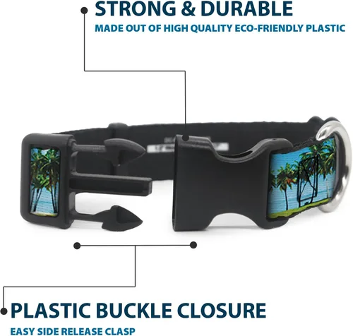 Miniatura 4 de Buckle-Down Collar de clip de plástico con palmeras de playa de paisaje, 9-15 pulgadas, pequeño