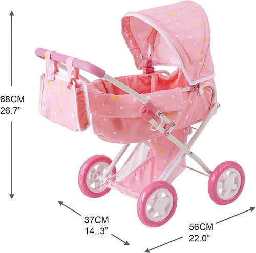 Miniatura 5 de Olivia's Little World - Carriola de Paseo con Cuna para Muñecas, Carriola de Muñecas para Niñas de 3, 4, 5 Años, Carriola de Juguetes para Niños