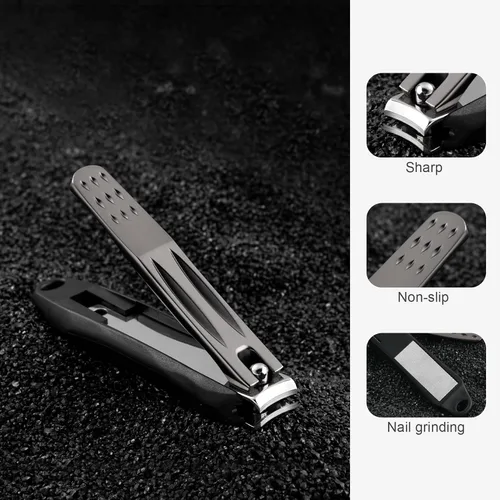 Miniatura 5 de FERYES Cortaúñas 3 en 1 para uñas de los dedos con recolector de uñas sin salpicaduras y caja de almacenamiento de metal - Cortaúñas para uñas