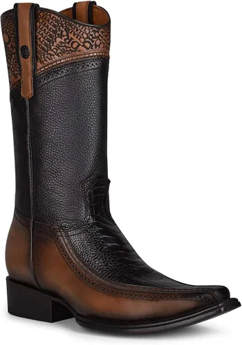 Miniatura 2 de Cuadra - Botas vaqueras para hombre en piel de avestruz color negro
