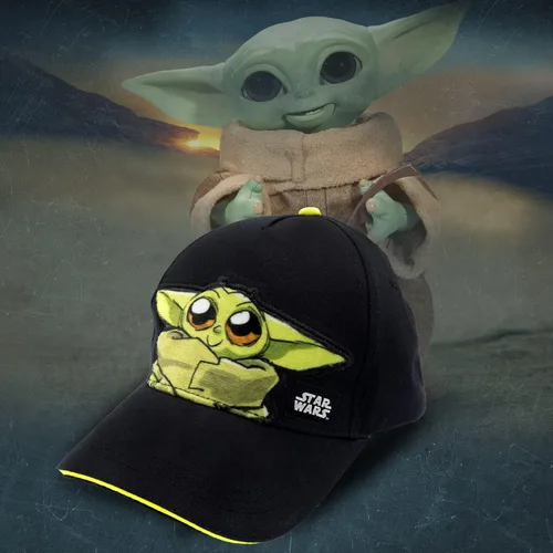 Miniatura 4 de Star Wars Baby Yoda Hat Niño Niños y Niñas, Baby Yoda Gorra de béisbol de 2 a 5 años en negro