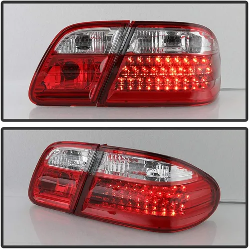 Miniatura 2 de ACANII - Para 1996-2002 Mercede-Benz W210 E300 E320 E430 E55 Luces traseras LED transparentes rojas Juego de lámparas de freno izquierda y derecha