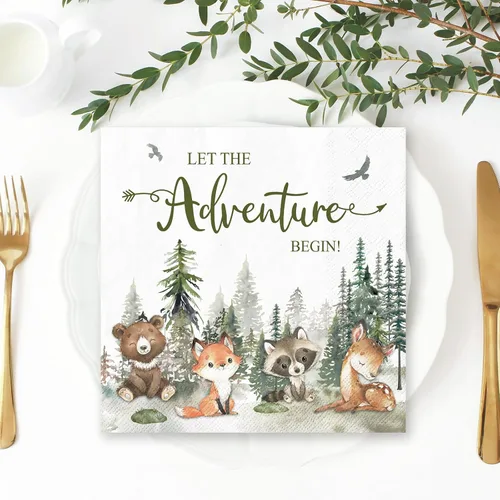Miniatura 5 de JarThenaAMCS 80 servilletas de papel con texto en inglés «Let The Adventure Begin» (Let The Adventure Begin), servilletas de papel desechables