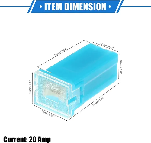 Miniatura 6 de 6 fusibles estándar en forma de caja de 20 amperios, universales para camionetas, automóviles, SUV, plástico duradero, metal, color azul