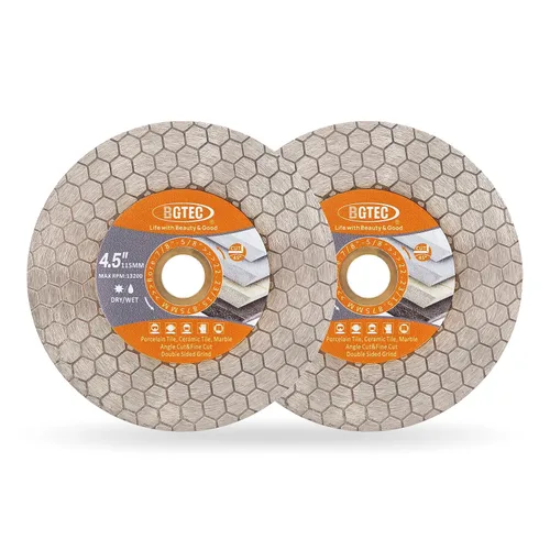 Miniatura 6 de BGTEC Hojas de sierra de diamante, rueda de corte de 4.5 pulgadas/4.528 in para baldosas de cerámica, azulejos de porcelana, mármol, piedra