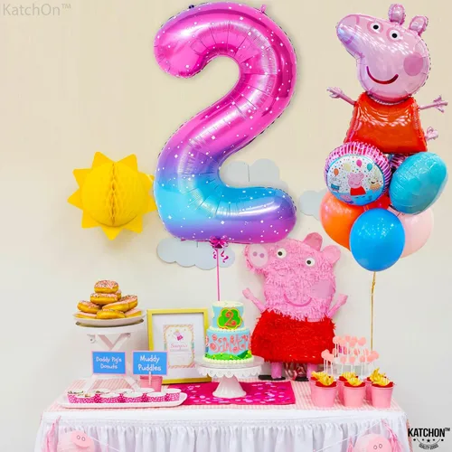 Miniatura 1365 de KatchOn, Globo grande azul número 2 de 40 pulgadas Decoraciones de cumpleaños de Baby Shark para niño de 2 años Globo azul número 2 Globo