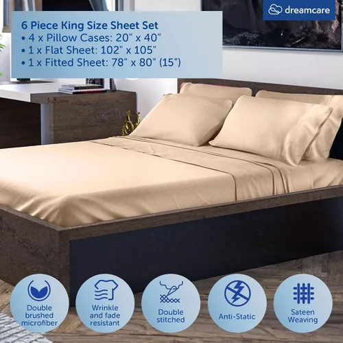 Miniatura 190 de DREAMCARE Juego de sábanas Queen – 6 piezas Sábanas de enfriamiento – hasta 15” Sábanas profundas tamaño Queen – Colección 2500 Supreme – Extra 03