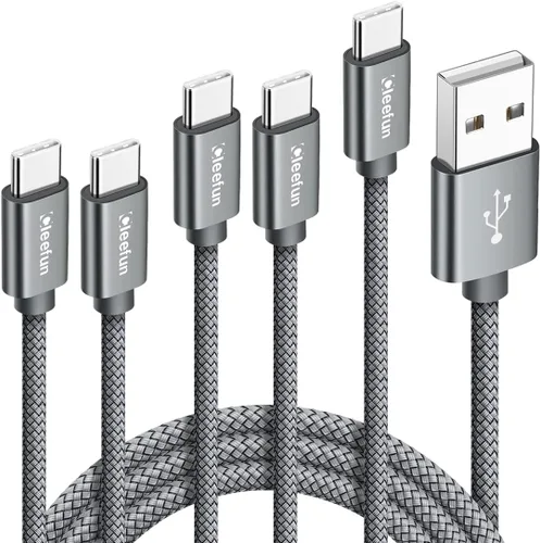 Miniatura 8 de CLEEFUN Cable USB C, cable USB a USB C trenzado, [paquete de 5, 3/3/6/6/10 pies] cargador tipo C cable de carga rápida para iPhone 16 15 Pro Negro