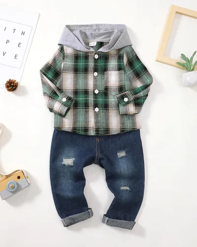 Miniatura 52 de Renotemy Ropa de bebé para niño, trajes de mezclilla, sudadera con capucha para bebés, pantalones de mezclilla, ropa para niños pequeños