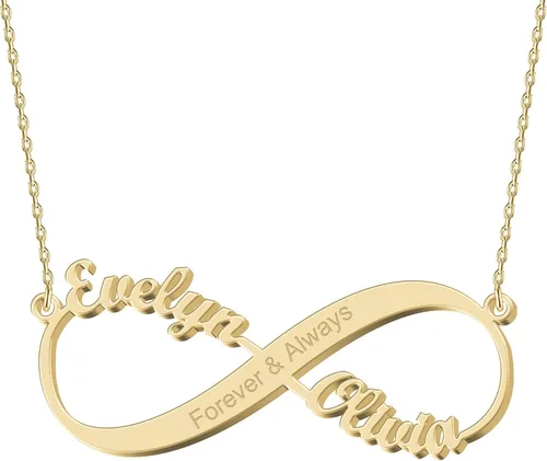 Collar Personalizado de Nombre Infinito de Oro con Corazón Hermosa Flecha Ancla Brújula Montaña Constelación Colgante de Amor Eterno Joyería Mejores