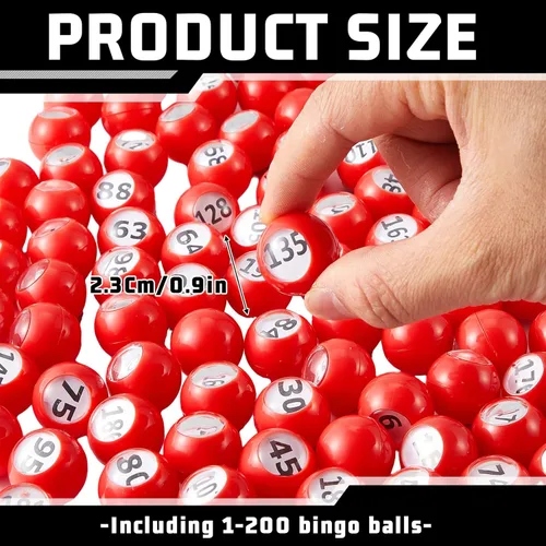 Miniatura 2 de Liliful Juego de bolas de bingo para rifas, numeradas con ventana de fácil lectura, mini bolas de plástico para noche de juegos y actividades en Rojo