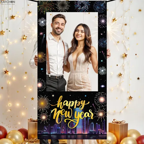 Miniatura 6 de KatchOn, Marco de cabina de fotos de Año Nuevo, grande, 74 x 36 pulgadas, marco de cabina de fotos de feliz año nuevo, suministros de fiesta de Año