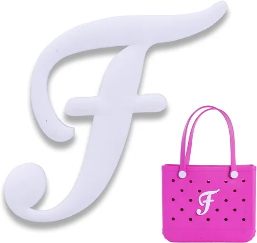 Miniatura 9 de Dijes para bolsa Bogg con letras de goma para la playa, accesorios para bolsas de mano, bolsa Bogg con letras del alfabeto Blanco (White E)