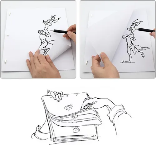 Miniatura 6 de Kit de libro de animación con agujeros, papel de posicionamiento de animación, manga de dibujo cómico, 2.47 oz, papel blanco, kit de animación