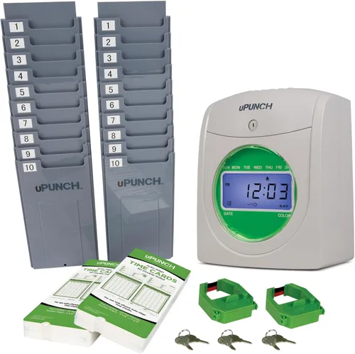 uPunch HN3500 Paquete avanzado de reloj registrador para pequeñas empresas: sistema completo de seguimiento del tiempo de los empleados con 100