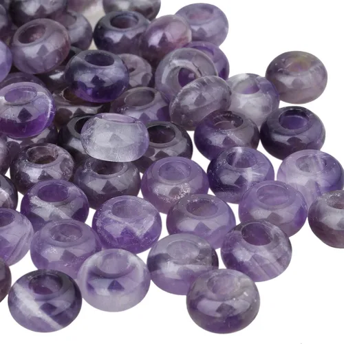 Miniatura 10 de TUMBEELLUWA Rondelle - Cuentas de piedras preciosas naturales para la fabricación de joyas, cuentas sueltas de agujero grande, paquete de 15