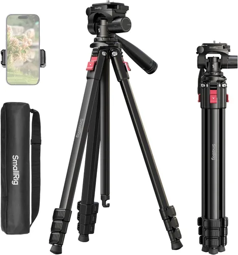 Miniatura 10 de SmallRig Soporte de trípode para cámara de 71" AP-21, trípode de viaje para iPhone y cámara para Canon para Nikon con soporte para teléfono y bolsa